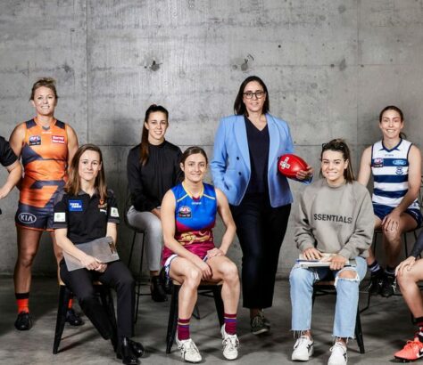 AFLW players at the workplay launch