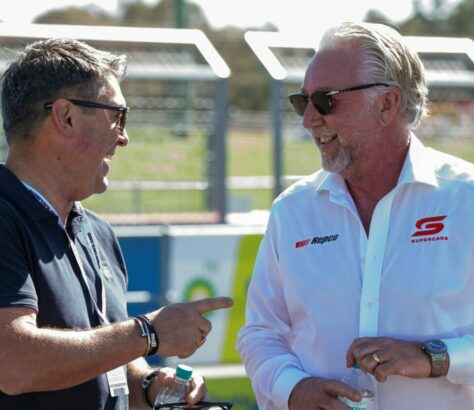 Supercars CEO Shane Howard and chairman Barclay Nettlefold