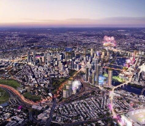 render image of Brisbane 2032 ahead of the 2032 Olympics.