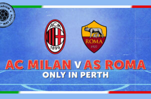 Image promoting upcoming Serie A match in Perth, Western Australia